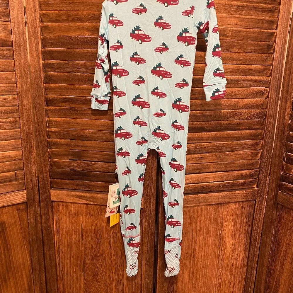 Kickee Pants Kids Long Sleeve Zipper Footie Pajama Trees & Trucks